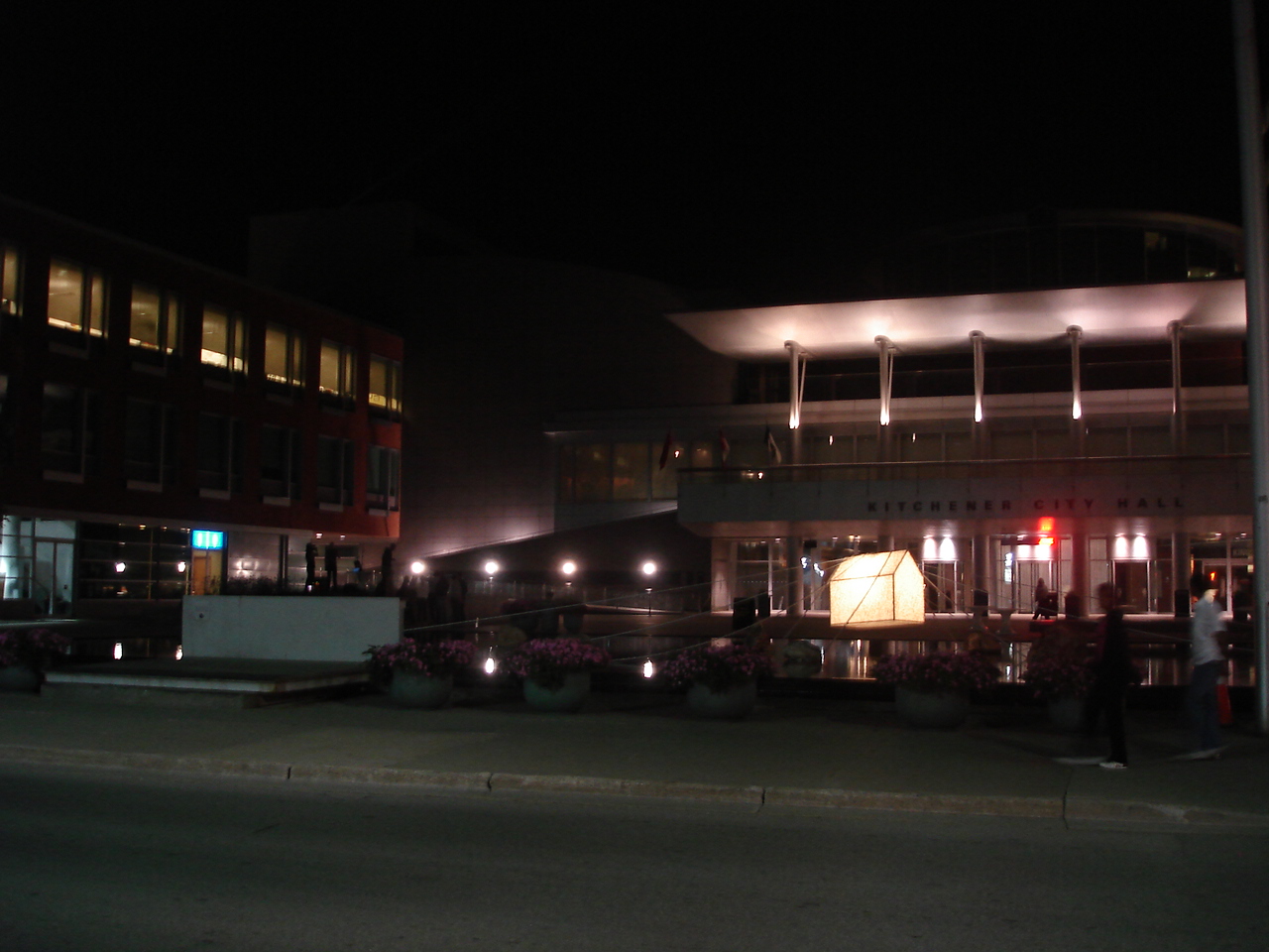 City Hall during CAFKA 09 Kitchener City Hall at night, CAFKA 09 - GRL on stage at left